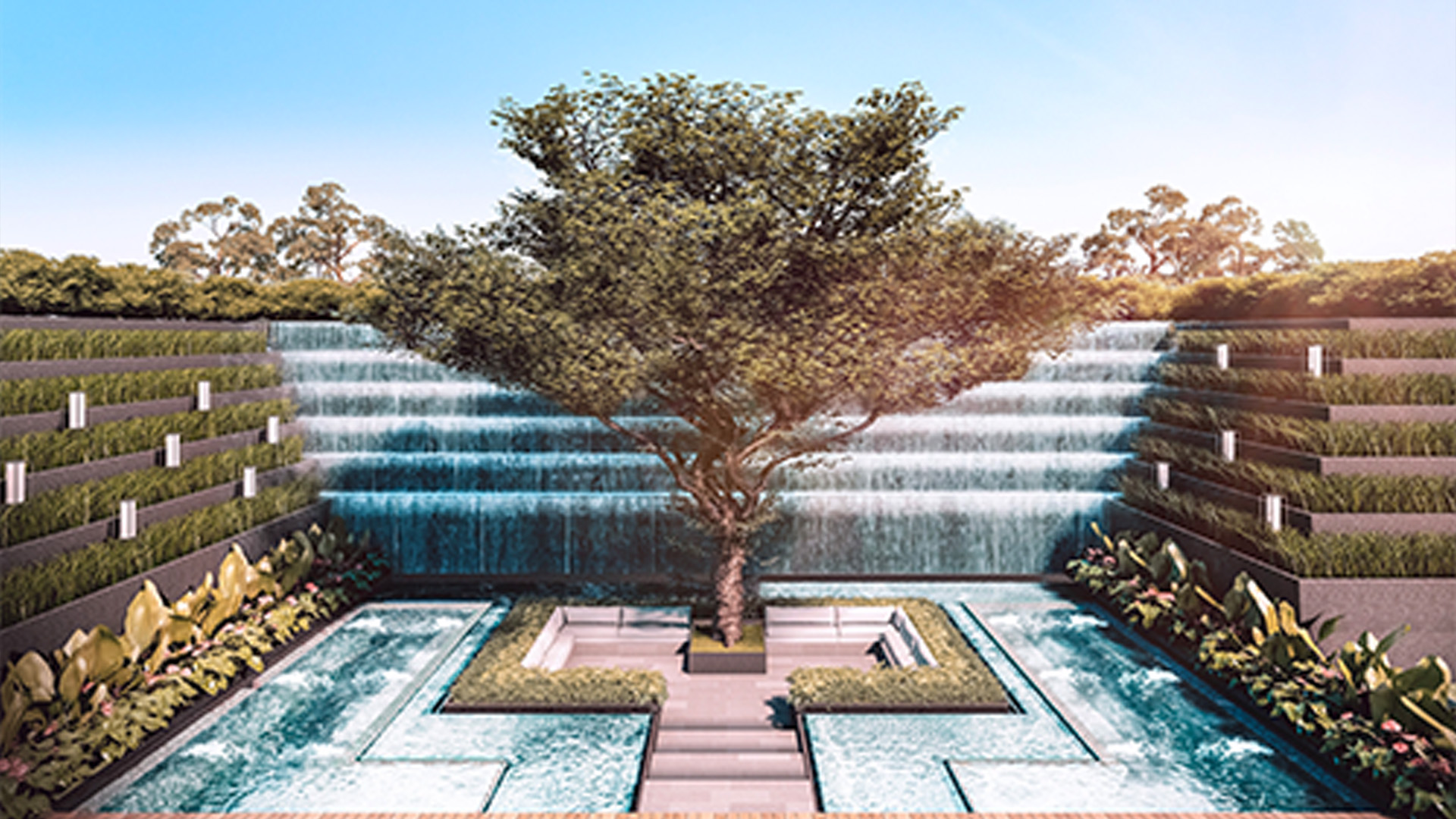 Leedon singapore luxury apartments waterfall