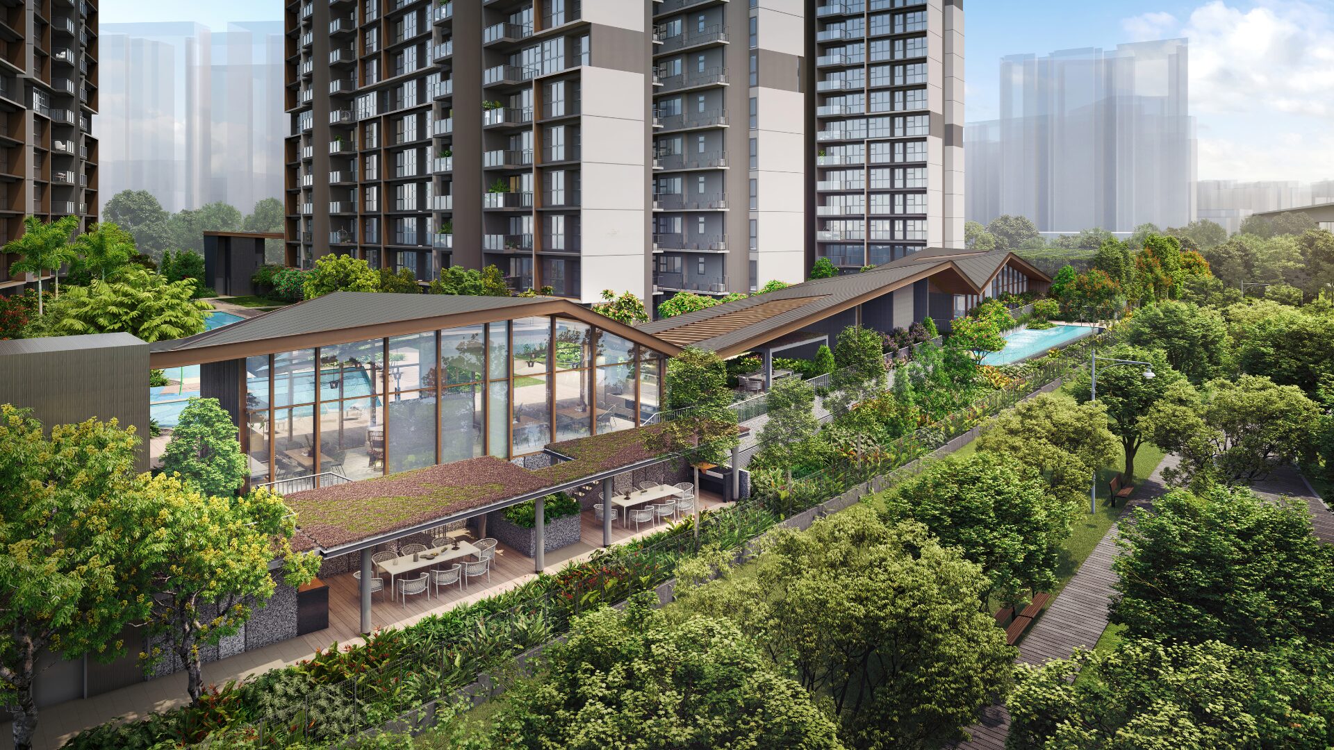 Novo Place Clubhouse with Linear Park Luxury Property Singapore Luxury Homes