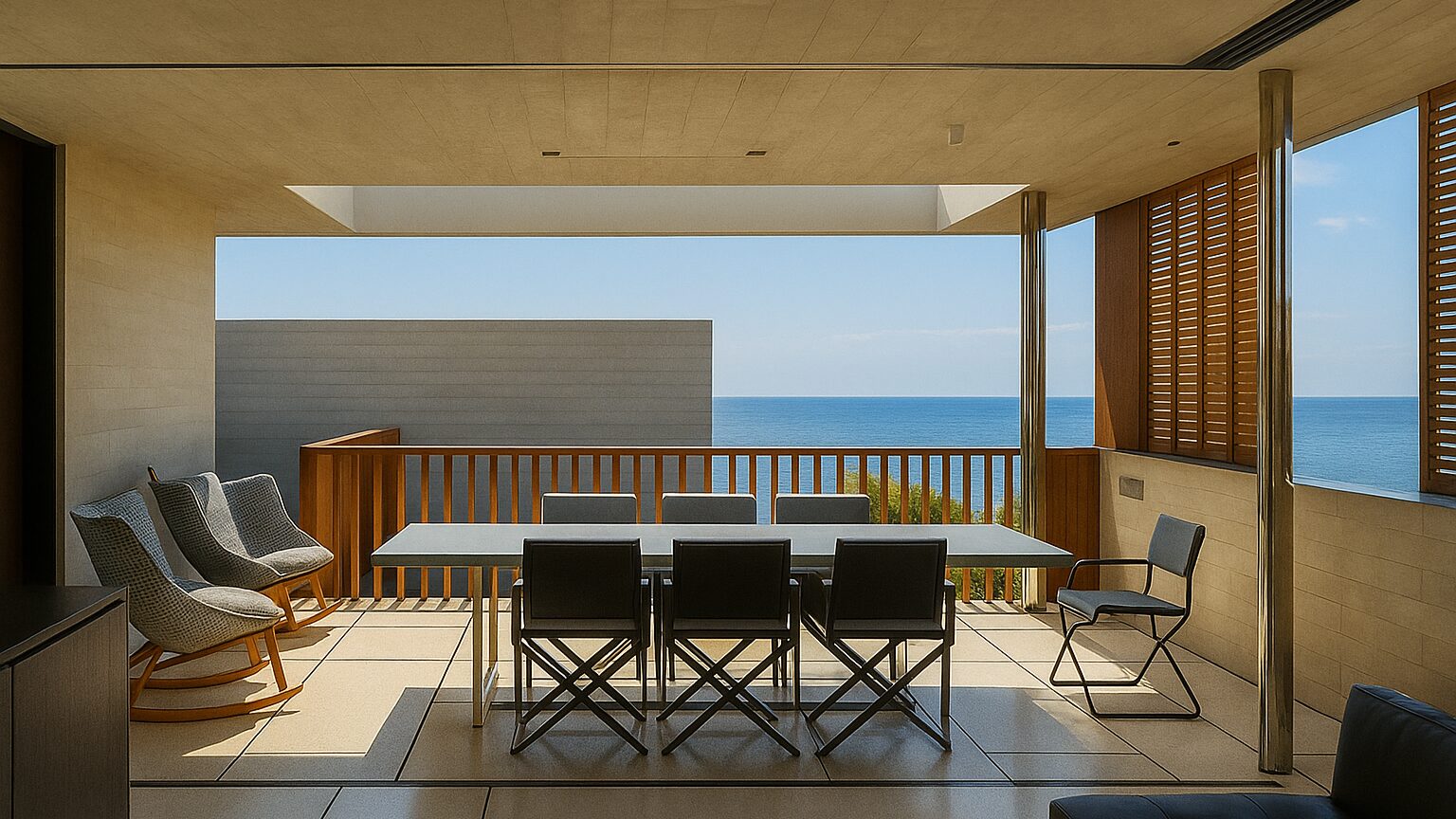 Private dining space in a luxury coastal residence views in Singapore