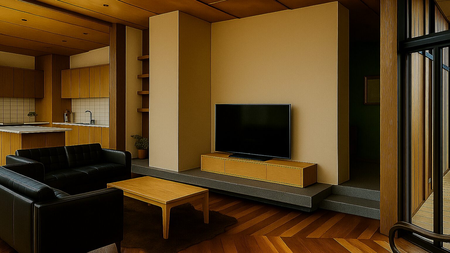 Elegant luxury apartment in singapore with wooden interiors and modern furnishings