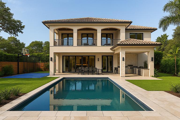 Modern luxury villa in Singapore with private pool and outdoor living area