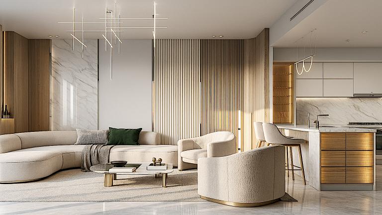 Modern luxury apartment interior in Singapore. 