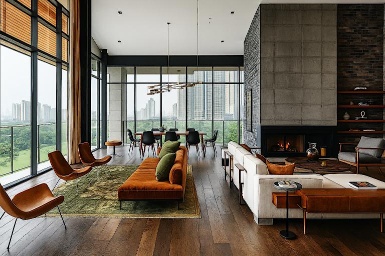 Modern luxury condo living room in Singapore