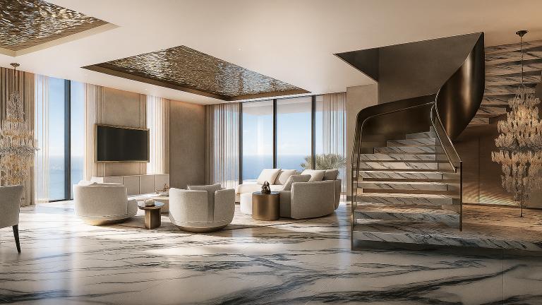 Luxurious modern living room in Luxury homes in singapore