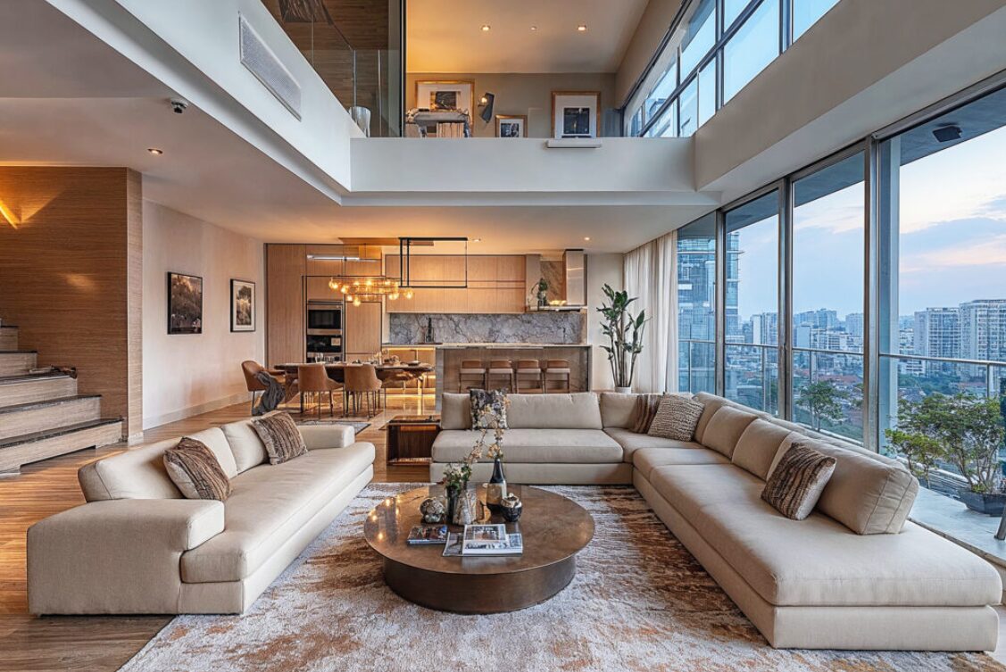 Modern luxury penthouse with panoramic city views in Singapore 