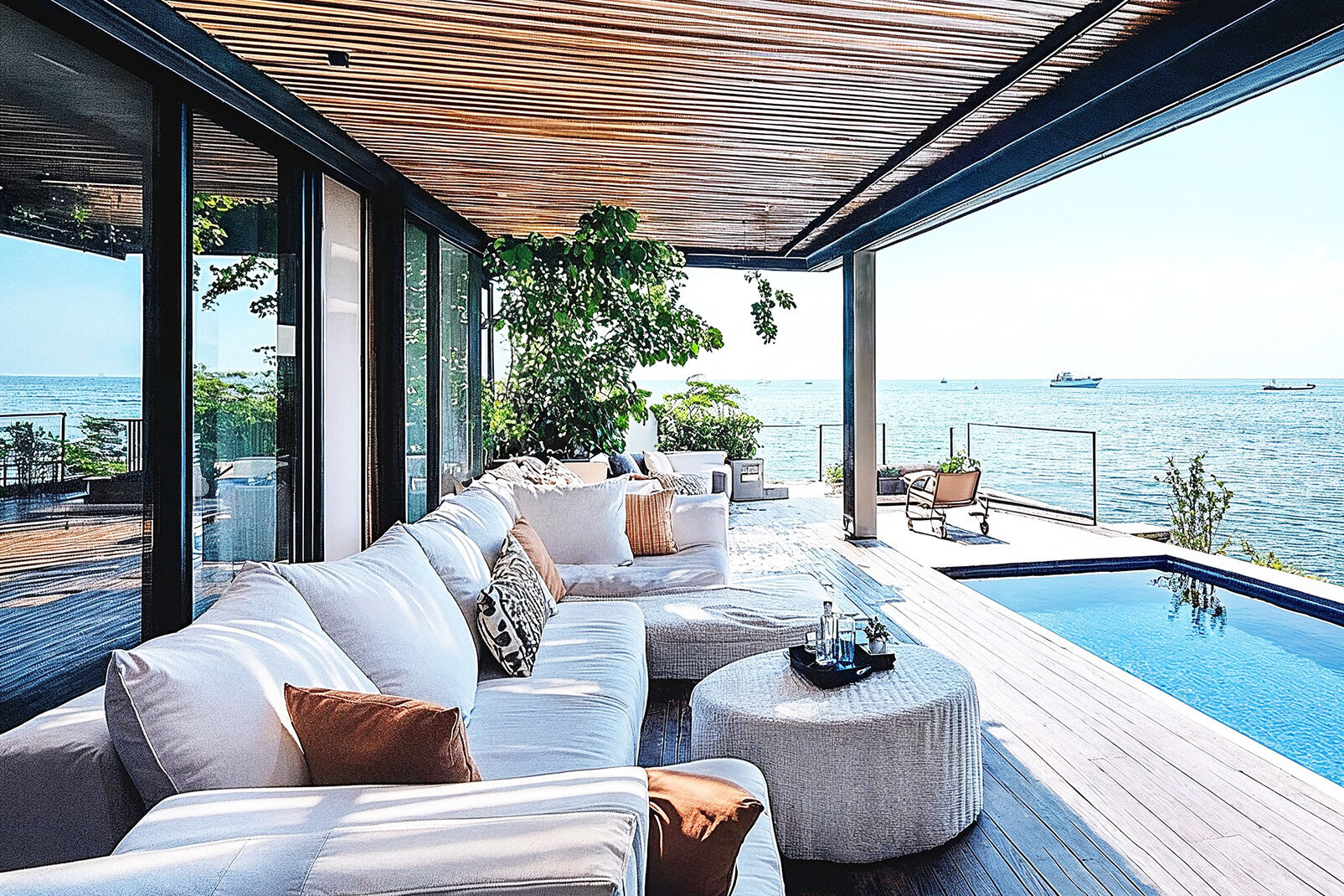 Luxury waterfront villa in Singapore with infinity pool
