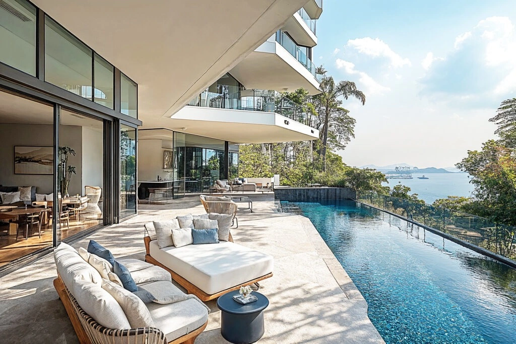 Sentosa Cove waterfront villa in Singapore with infinity pool and panoramic sea views