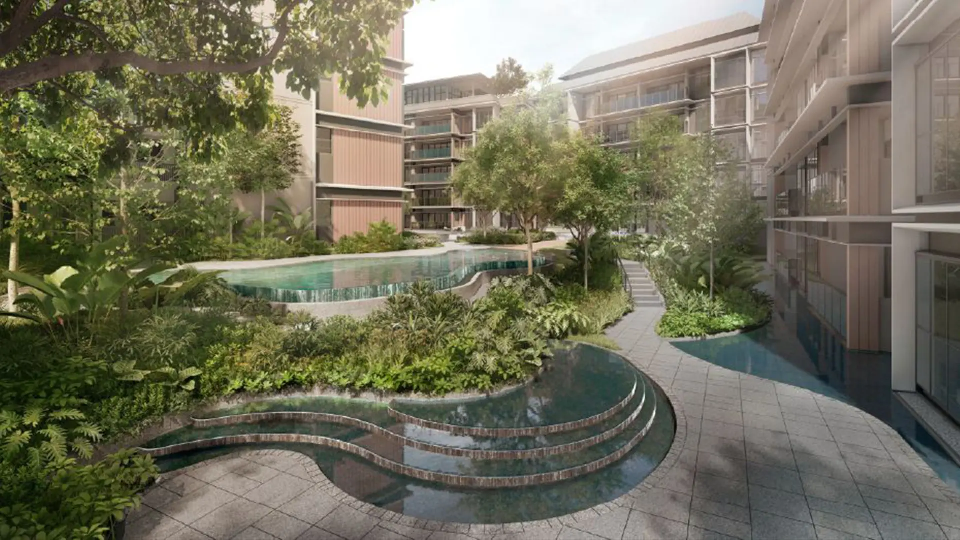 Watten House Singapore luxury homes cascading pool