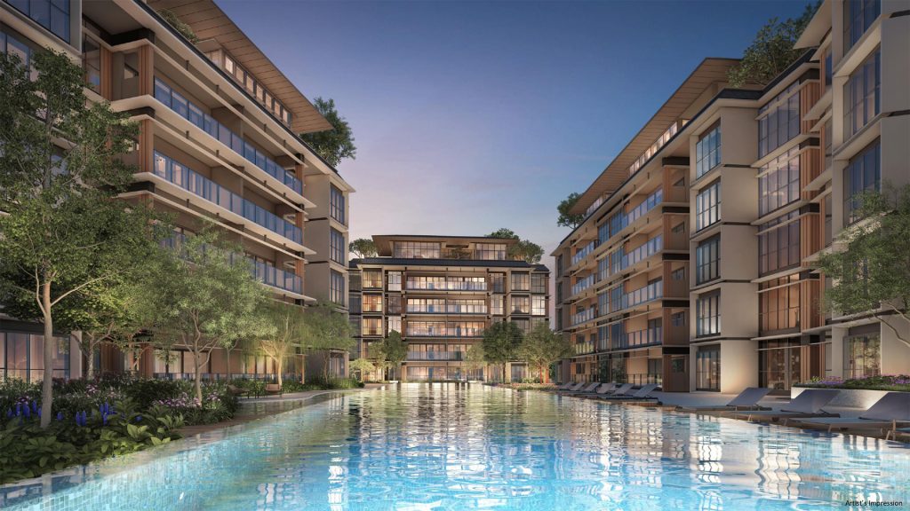 Watten House Singapore luxury homes pool night view